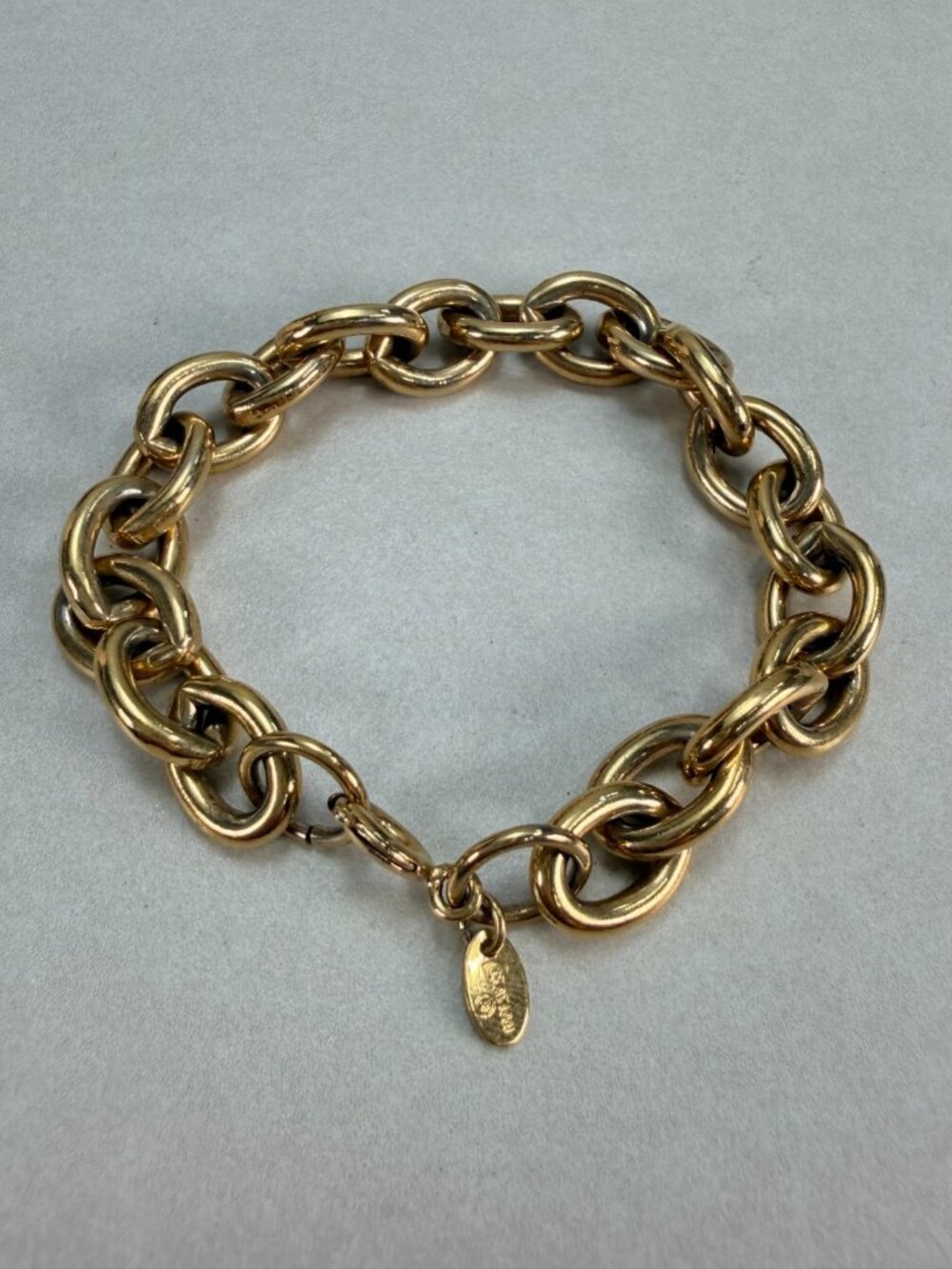 Citation Gold Tone Chunky Link Bracelet Designer Chain Bracelet 7"